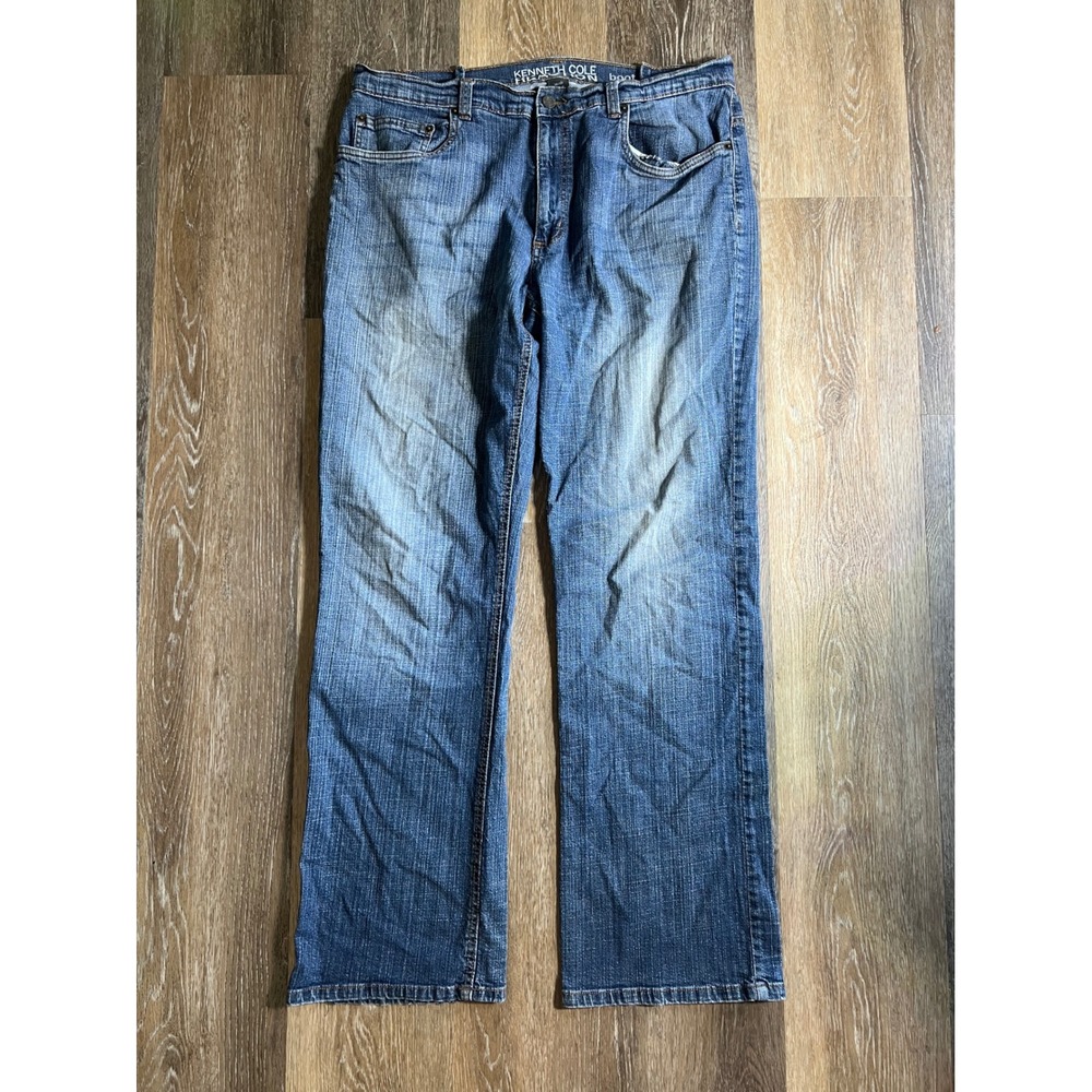 Kenneth Cole Reaction Mens Bootcut Jeans 36x32 Blue Medium Wash Denim